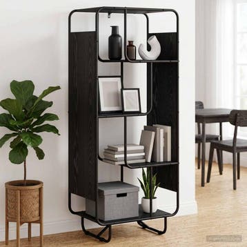 vidaXL Highboard Zwart eiken 60 x 37.5 x 144 cm Bewerkt hout, Verzenden