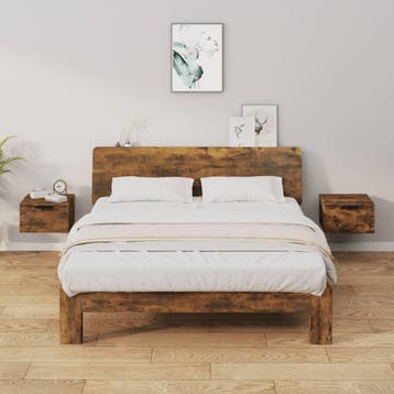 vidaXL Nachtkastjes 2 st wandgemonteerd 34x30x20 cm gerookt, Verzenden