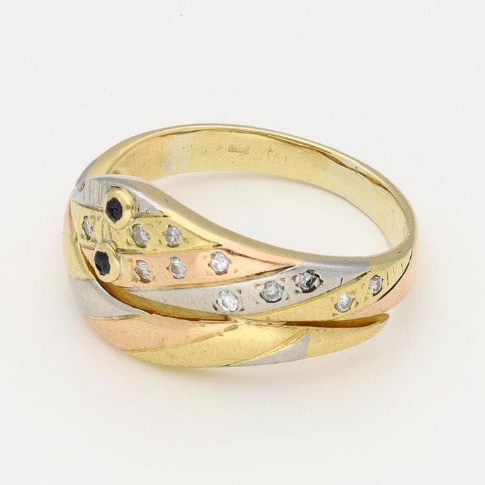 Bague - 14 carats Or jaune, Or blanc, Or rose Diamant, Handtassen en Accessoires, Ringen