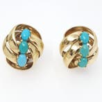 Oorbellen - 18 karaat Geel goud - 6.00ct. tw. Turquoise