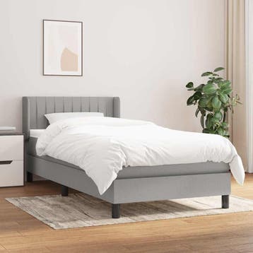 vidaXL Boxspring met matras stof lichtgrijs 90x200 cm, Verzenden