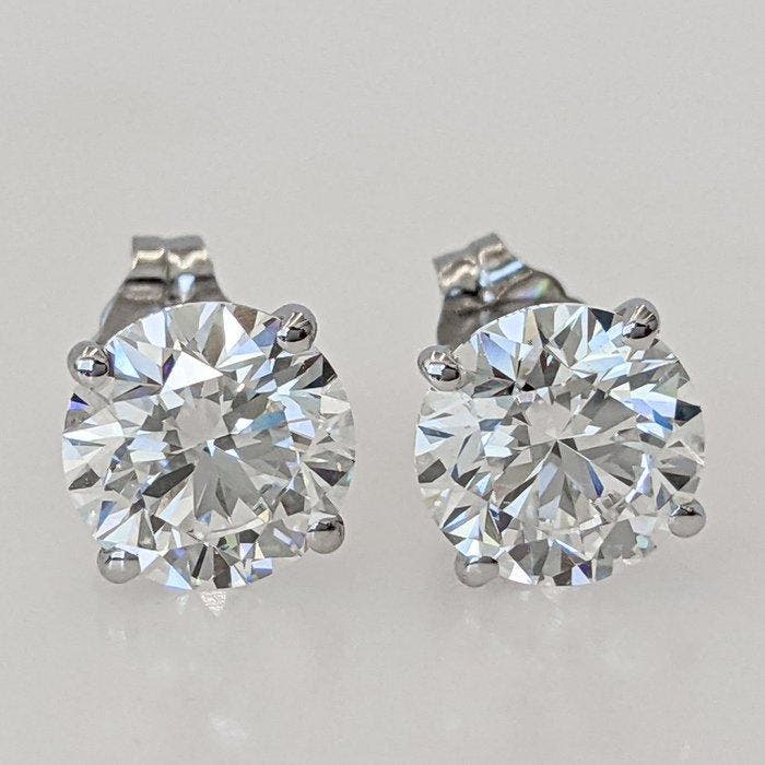 Zonder minimumprijs - Oorstekers - 14 karaat Witgoud -, Handtassen en Accessoires, Antieke sieraden
