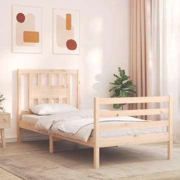 vidaXL Bedframe met hoofdbord massief hout, Verzenden, Nieuw