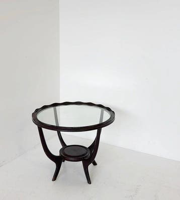 Salontafel - Hout, Glas - Ronde houten salontafel met glazen