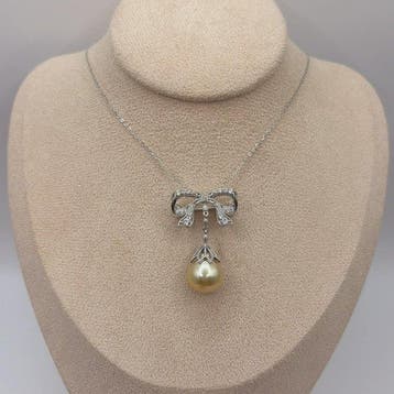 Sans prix de réserve - Collier Argent Perle - 12,9 mm -