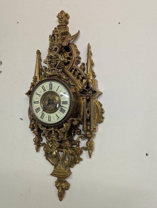 Cartel klok - Brons, Messing - 1850-1900 - met een draak, Antiek en Kunst, Antiek | Klokken