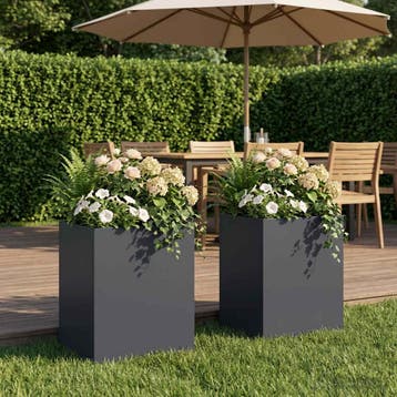 vidaXL Plantenbak 2 st Antraciet 40 x 30 x 40 cm Koudgewalst, Verzenden