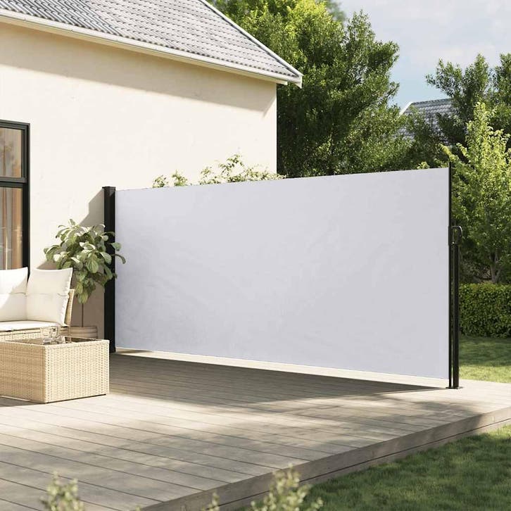 vidaXL Windscherm uittrekbaar 180x600 cm wit, Tuin en Terras, Parasols, Nieuw, Verzenden