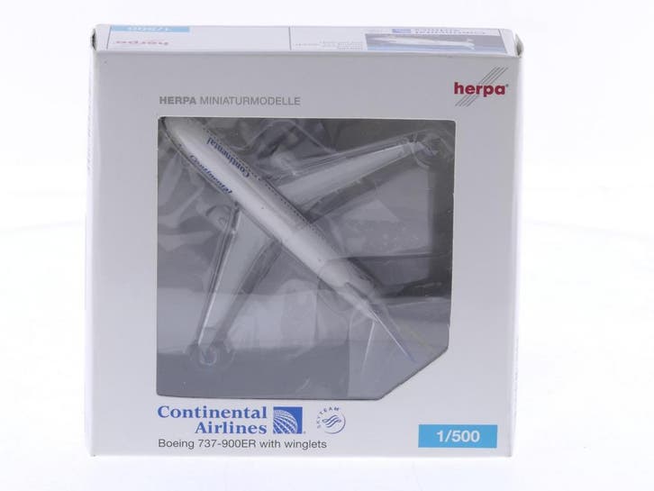 Schaal 1:500 Herpa 508155 Boeing 737-900ER Continental Ai..., Hobby en Vrije tijd, Modelbouw | Vliegtuigen en Helikopters, Zo goed als nieuw