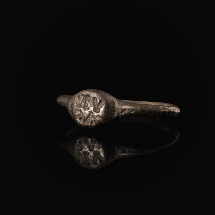 Oud-Romeins Zilver Zegelring met inscriptie VIVAS., Antiquités & Art, Antiquités | Autres Antiquités