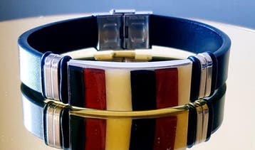 Amber Leren armband met Baltisch amber - vrouwen, mannen,