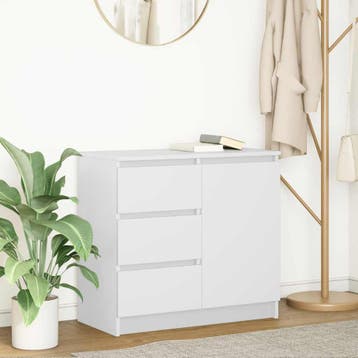 vidaXL Dressoir met lade 71x35x65 cm spaanplaat wit, Verzenden