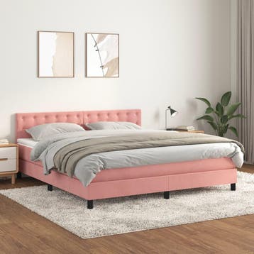 vidaXL Boxspring met matras fluweel roze 160x200 cm, Verzenden, Nieuw
