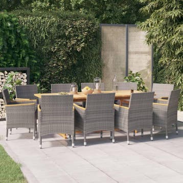 vidaXL 11-delige Tuinset met kussens grijs, Verzenden, Tuinset