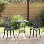 vidaXL Tuin Bistro Set 3 pcs Zwart Aluminium, Verzenden, Nieuw