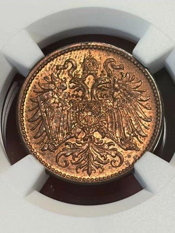Autriche. 2 Heller 1915 MS 63 RB (Sans prix de réserve)