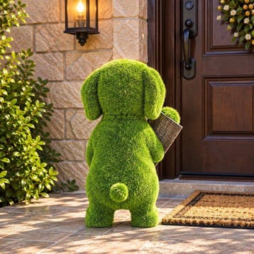 Decoratief ornament - Modern Flocked Dog Sculpture