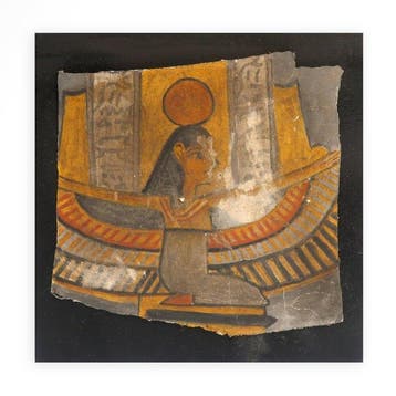 Oud-Egyptisch Kartonnage Veelkleurig paneel met Isis