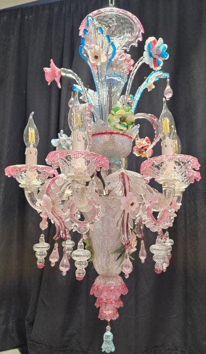 Lustre - Baloton Flowers - Verre de Murano - 6 lumières / de, Antiquités & Art, Antiquités | Éclairage