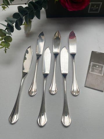 Tafelmes - Set van 12 vismessen, model Printania -