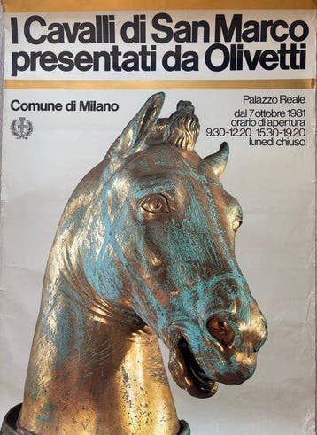 Mostra - Manifesto I Cavalli di San Marco Olivetti Milano