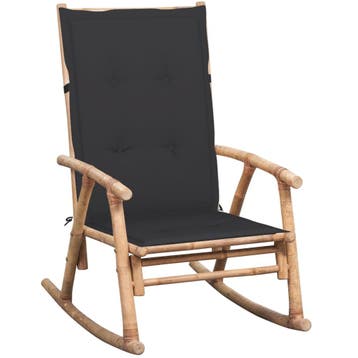 vidaXL Schommelstoel met kussen bamboe, Verzenden