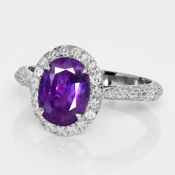 Zonder minimumprijs - Ring - 14 karaat Witgoud, GIA 2,12 ct