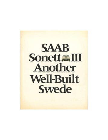 1970 SAAB SONETT BROCHURE ENGELS (USA), Ophalen of Verzenden