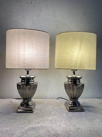 Lampe de table - Élégance - Chrome, Céramique, Acier,