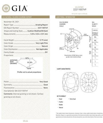 1 pcs Diamant (Natuurlijk gekleurd) - 0.19 ct - Cushion -