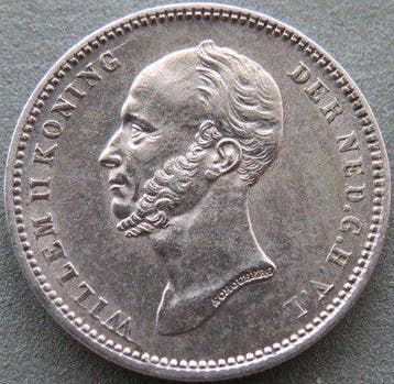Nederland. Willem II. 25 Cents 1849 mooi (Zonder