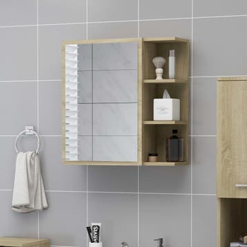 vidaXL Badkamerspiegelkast 62,5x20,5x64 cm bewerkt hout, Verzenden, Nieuw