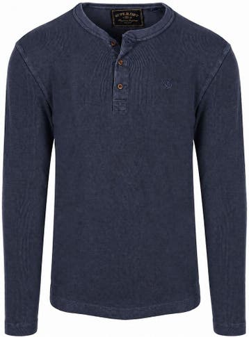 Superdry Trui Henley Waffle Navy maat Maat 52/54 (L) Heren, Verzenden