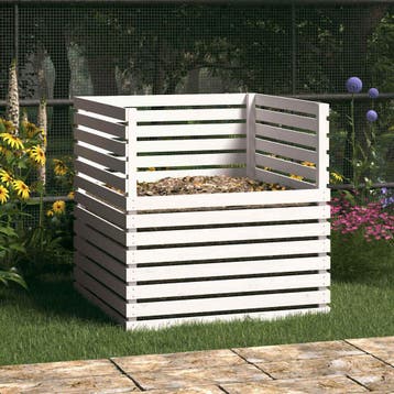 vidaXL Compostbak 100x100x102 cm massief grenenhout wit, Verzenden, Nieuw
