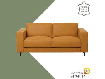 Leren bank Clear - 2,5 zits - Kenia Cognac (cognac) - Poten, Ophalen of Verzenden