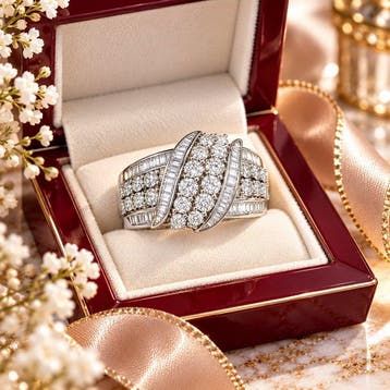 Zonder minimumprijs - Ring Zilver - 0.50ct. tw. Diamant, Nieuw