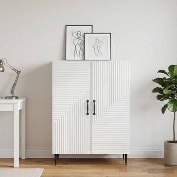 vidaXL Dressoir Hoogglans Wit 66 x 34,5 x 89,5 cm Bewerkt, Verzenden, Nieuw