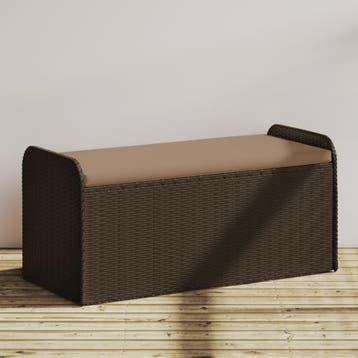 vidaXL Opbergbankje met kussen 115x51x52 cm poly rattan, Verzenden, Nieuw