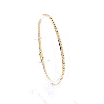 Gouden platte gourmetschakel armband (Schakelarmband), Ophalen of Verzenden