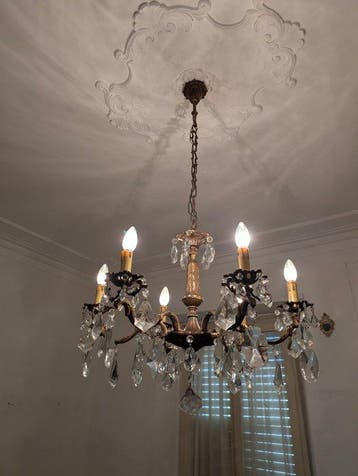 Lustre - Cristal - bronze, Antiquités & Art