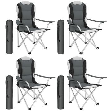 tectake Kampeerstoel bekleed - grijs, Set van 4, Caravans en Kamperen, Verzenden, Nieuw