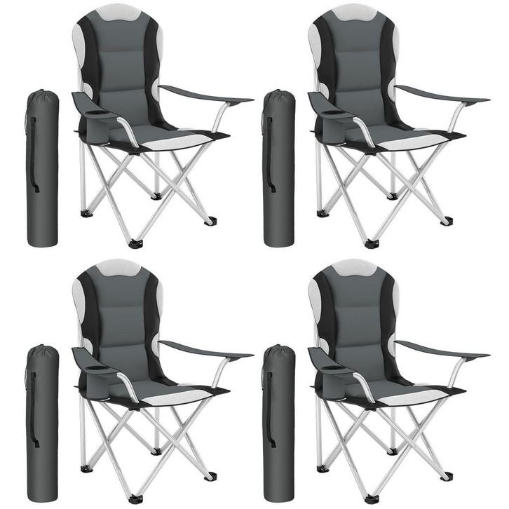 tectake Kampeerstoel bekleed - grijs, Set van 4, Caravanes & Camping, Accessoires de camping, Envoi