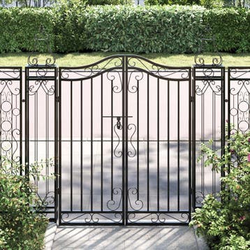 vidaXL Poort 121x8x120 cm smeedijzer zwart, Verzenden