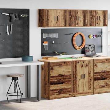 vidaXL Garagekasten 2 st bewerkt hout oud hout, Verzenden