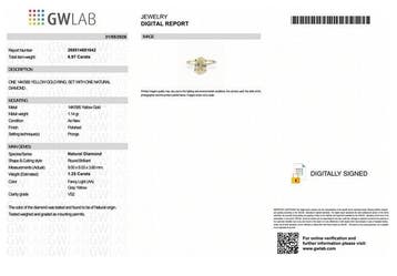 Zonder minimumprijs - Ring - 14 karaat Geel goud - 1.25ct., Nieuw
