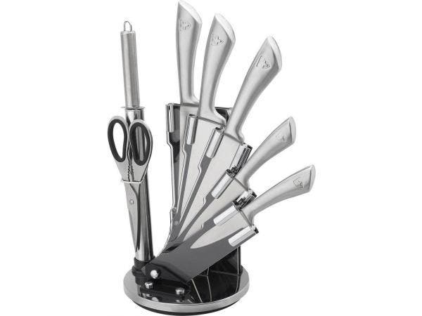 Veiling - Royalty Line 8-delige Rvs Messenset - Met Standaar, Maison & Meubles, Cuisine | Ustensiles de cuisine