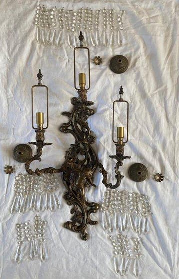 Wandlamp - Gegoten messing - Louis XV Revival Putto