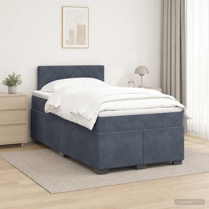 vidaXL Boxspringbed met matras Donkergrijs 120 x 190 cm, Huis en Inrichting, Slaapkamer | Bedden, Nieuw, Verzenden