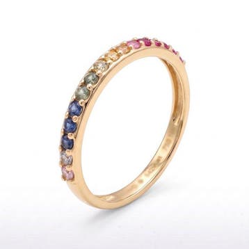 Ring - 18 karaat Geel goud - 0.50ct. tw. Saffier - Rainbow