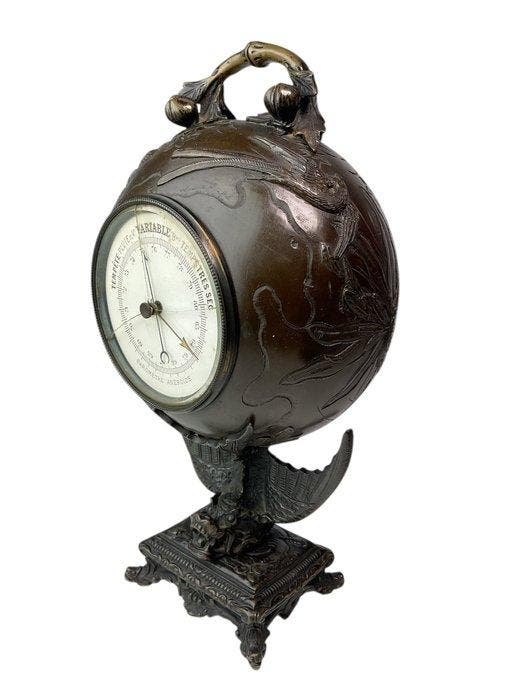 Aneroid barometer - Koper, Glas - Frankijk, Art Nouveau, Antiek en Kunst, Antiek | Overige Antiek